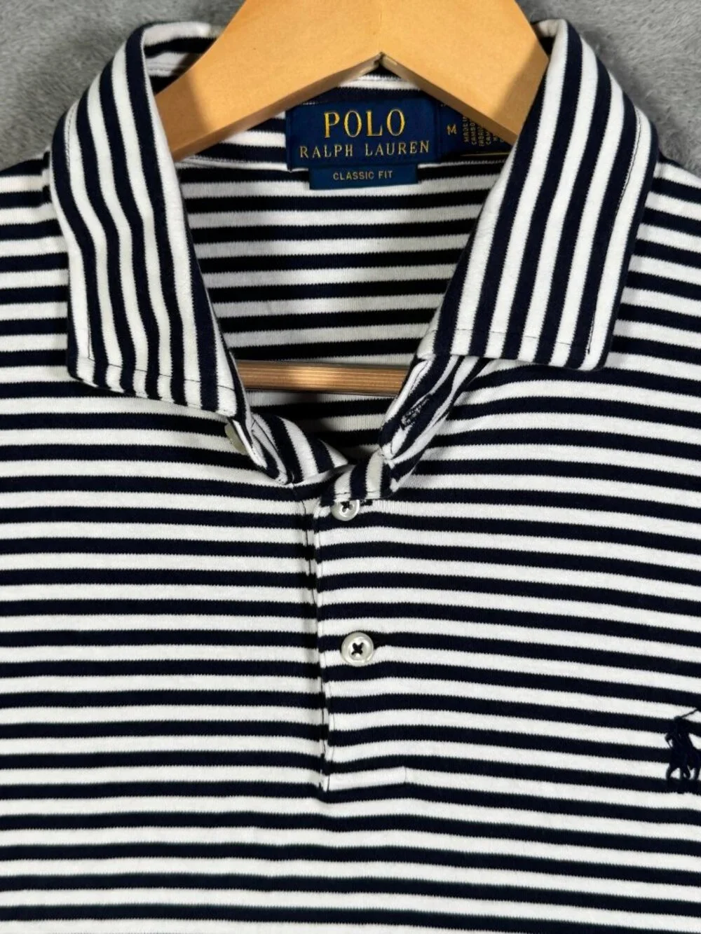 Polo Ralph Lauren Shirt Mens M Navy White Classic Fit Striped Soft $120
